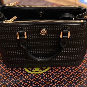 Tory Burch Robinson Perf Micro Double Zip tote